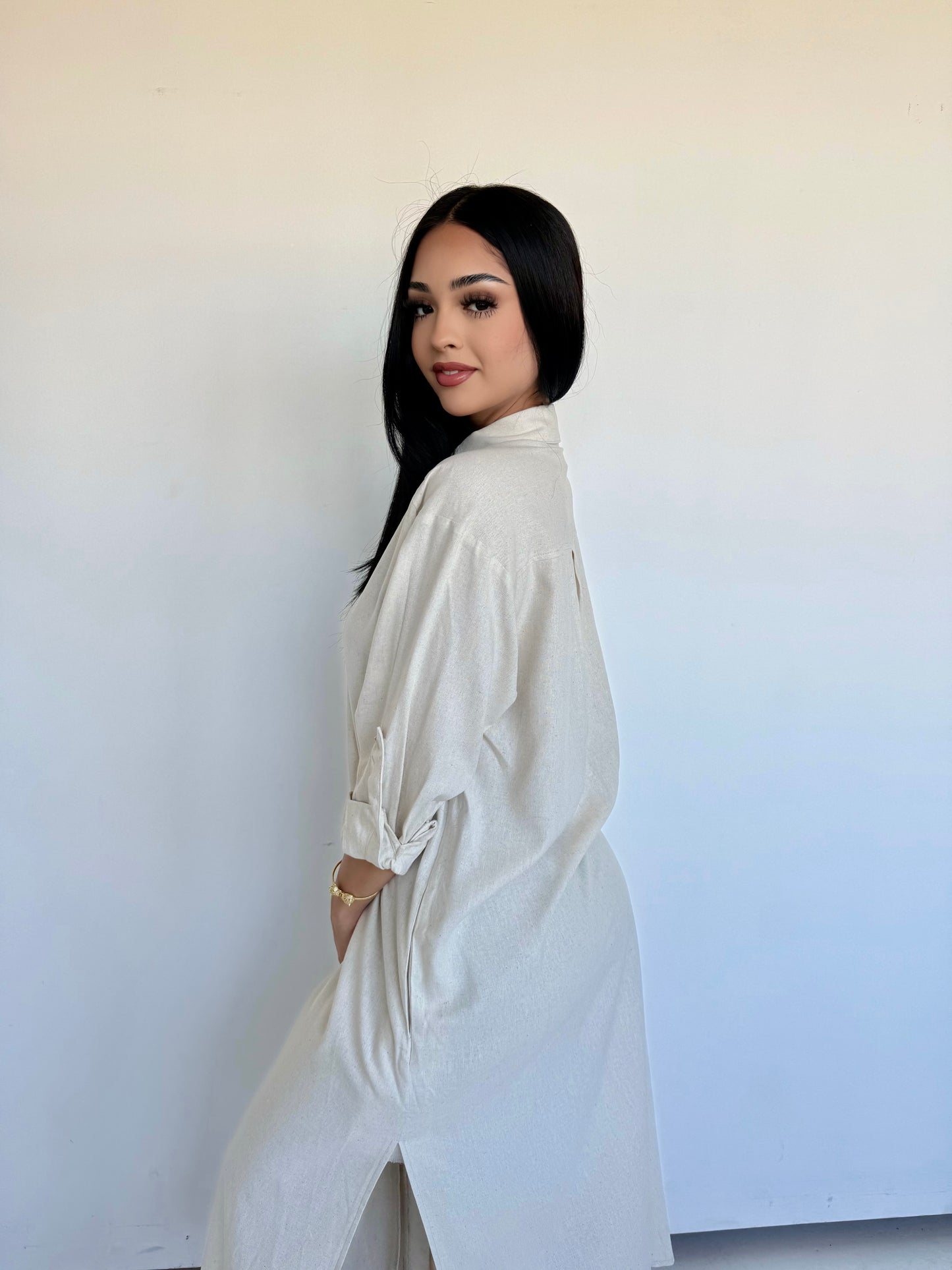 Oatmeal linen dress