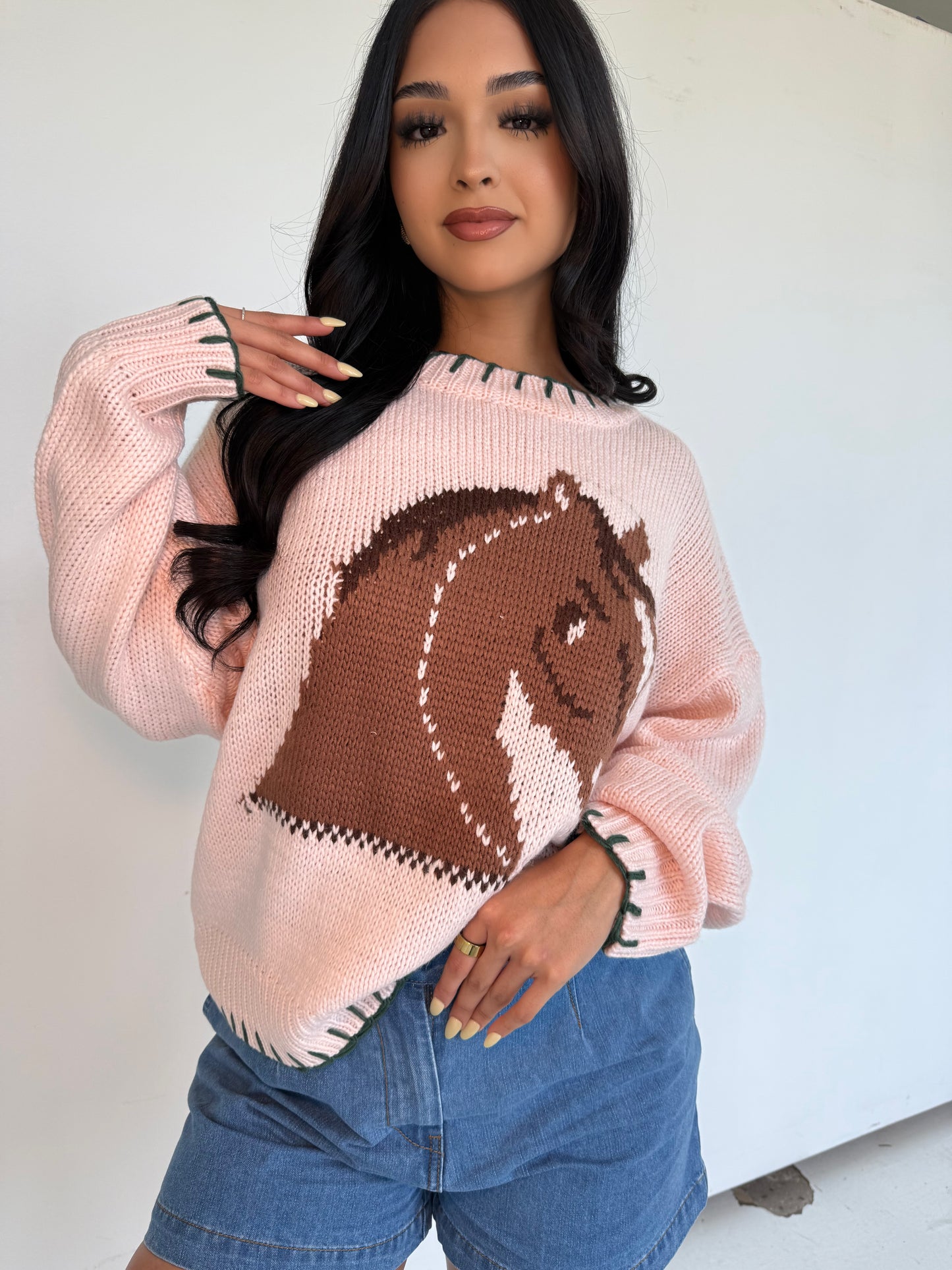 See you cowboy sweater - pink