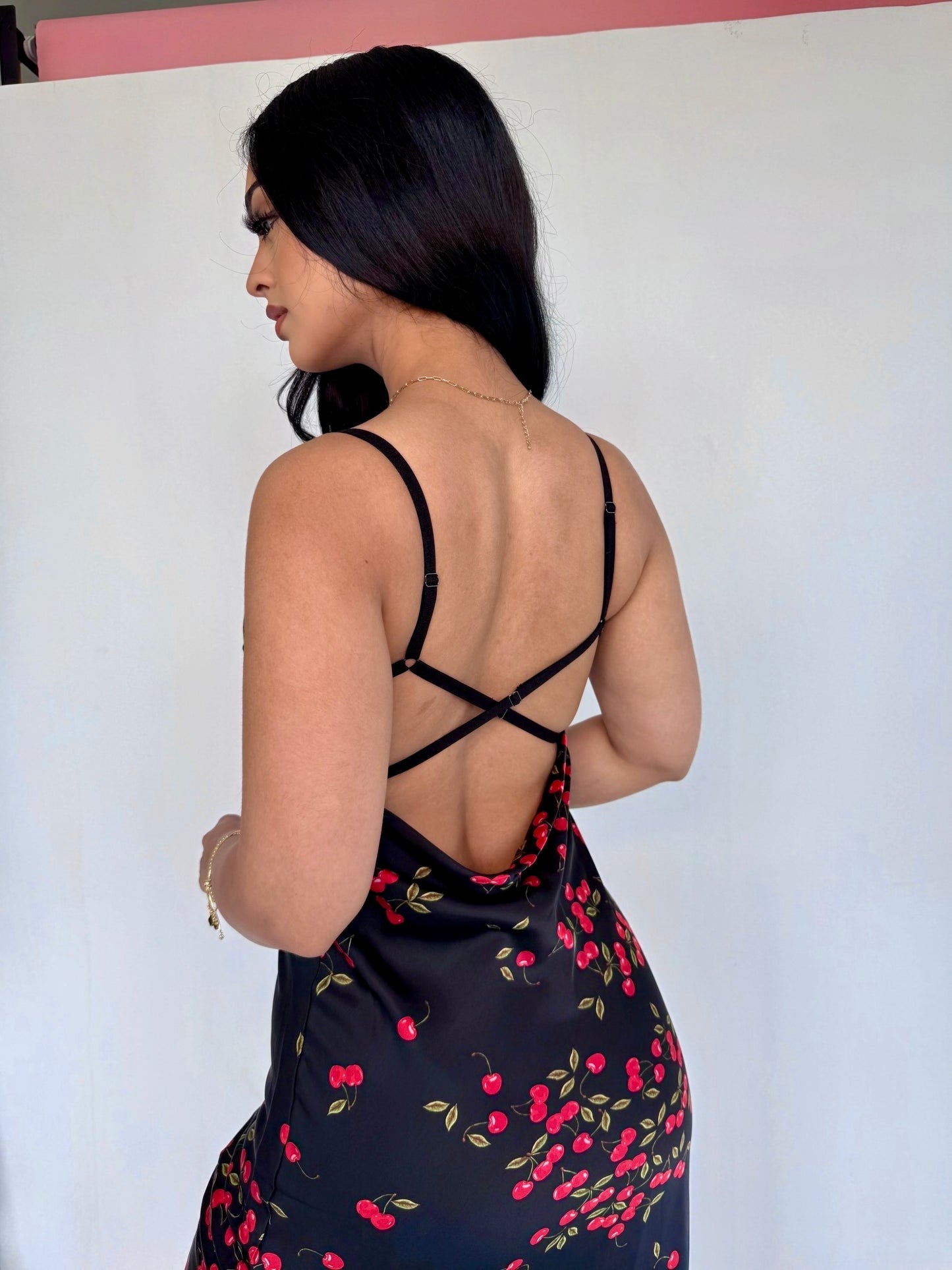 Cherry date maxi dress