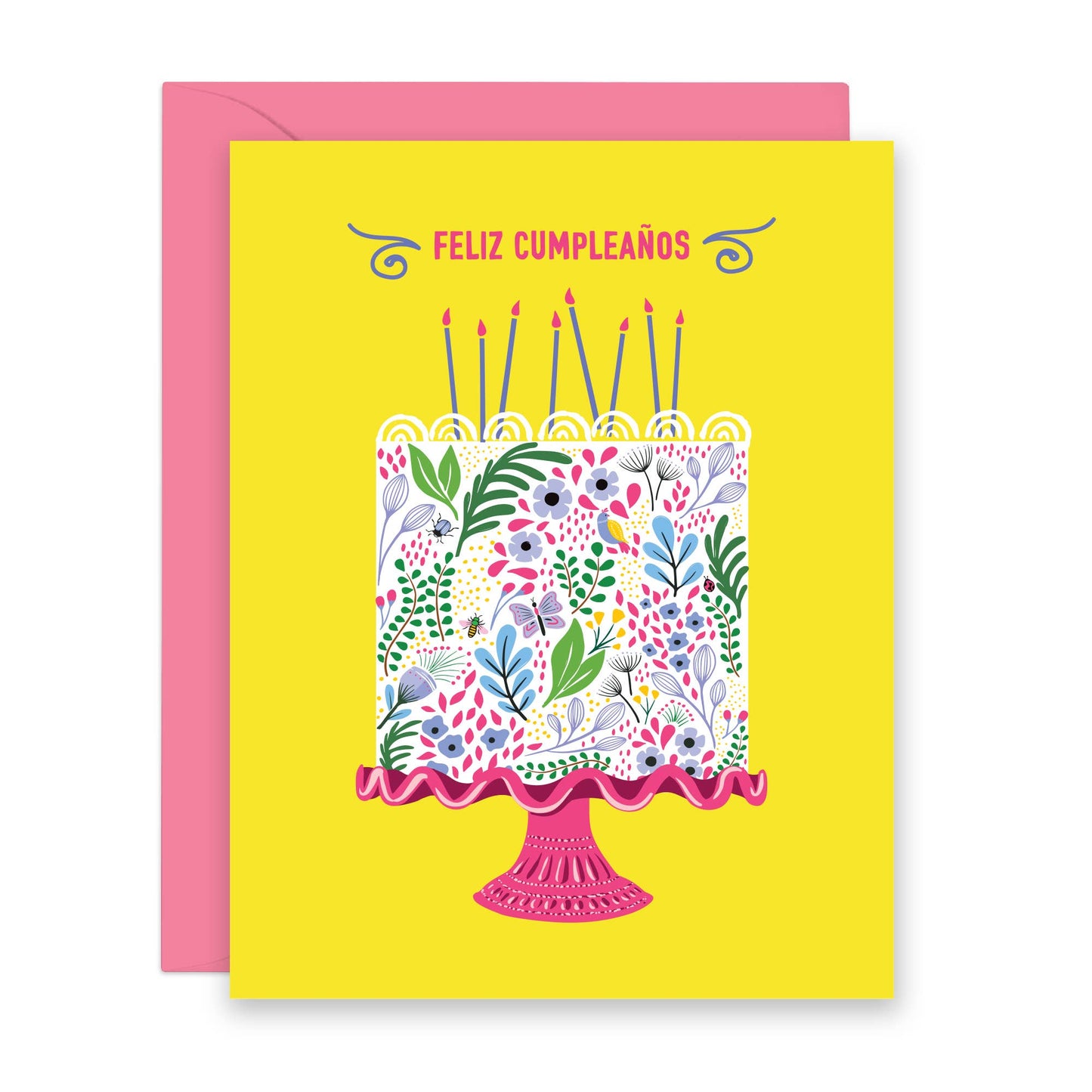 Floral Cake Cumpleaños Card | Card in Spanish (A2)