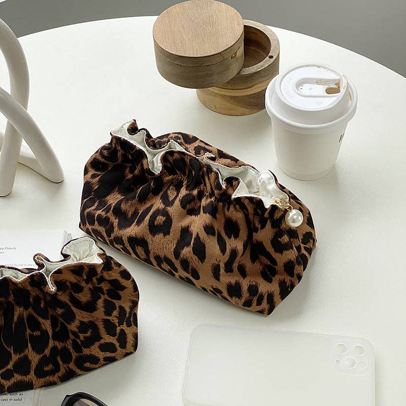 Vintage Leopard makeup bag