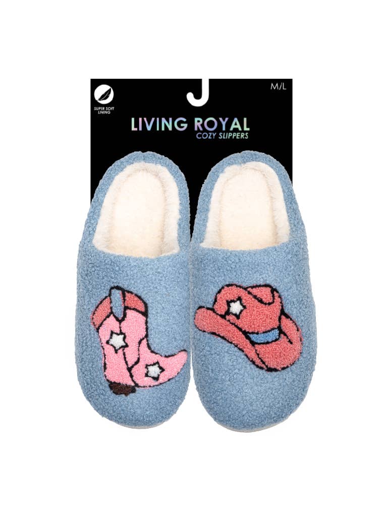 Western Cowgirl Blue slippers