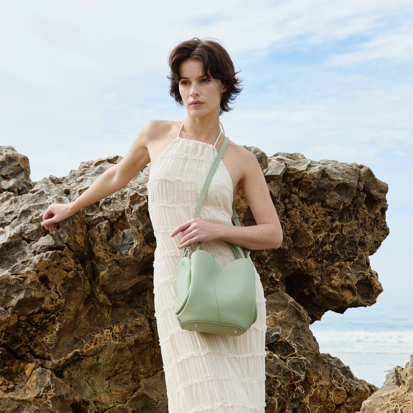 Tulip Yellow Recycled Vegan Leather Top Handle Bag