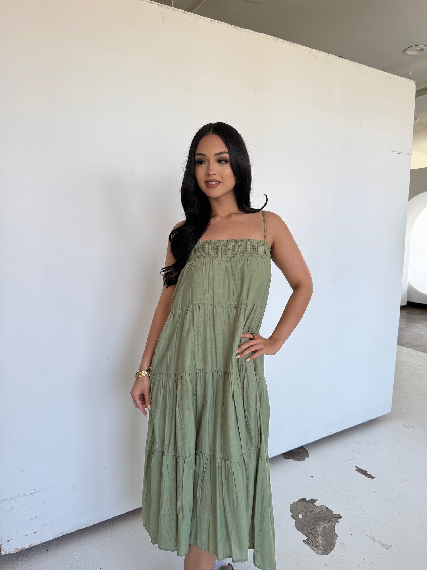 ayleen olive maxi dress