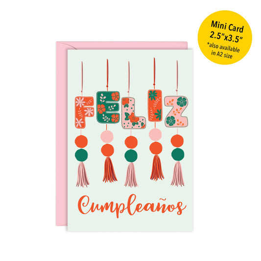 Mini Feliz Cumpleanos Card | Enclosure Size Ornaments Card