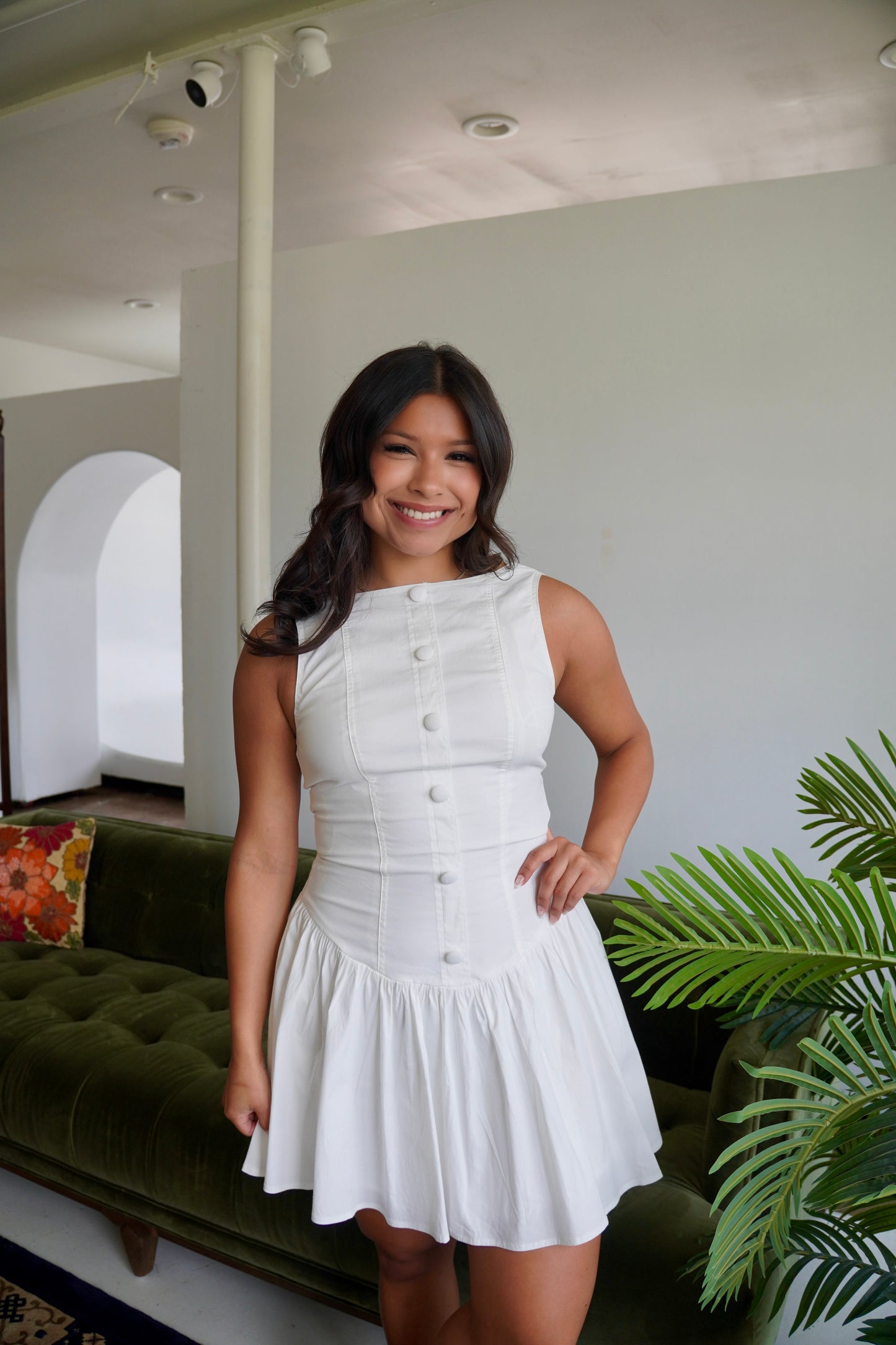 Poplin low waist mini dress