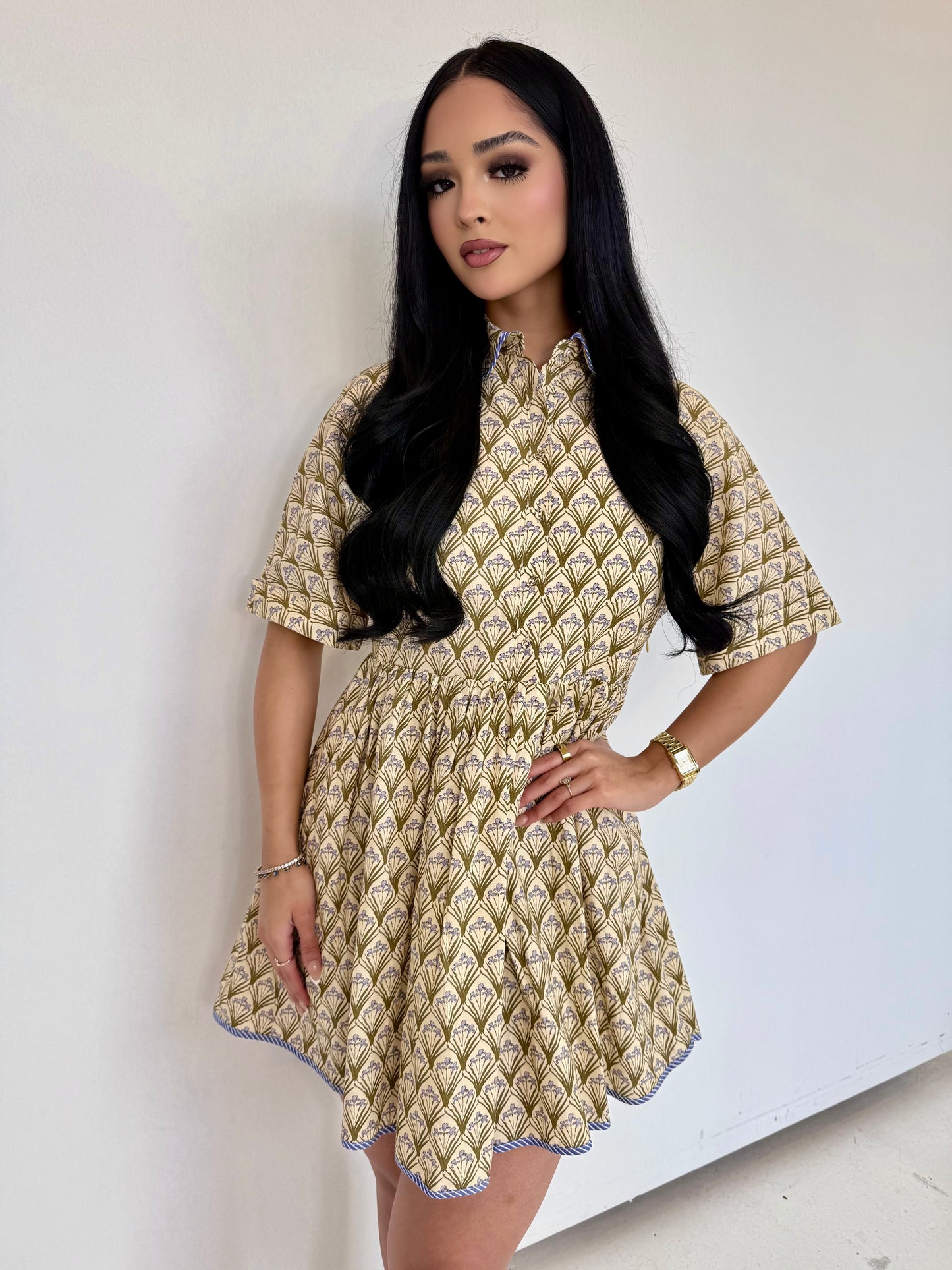 Olive shirt dress