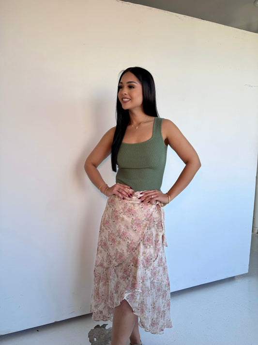 Blush asymmetrical skirt