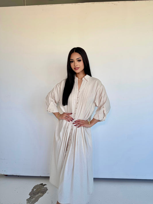 Oatmeal linen dress