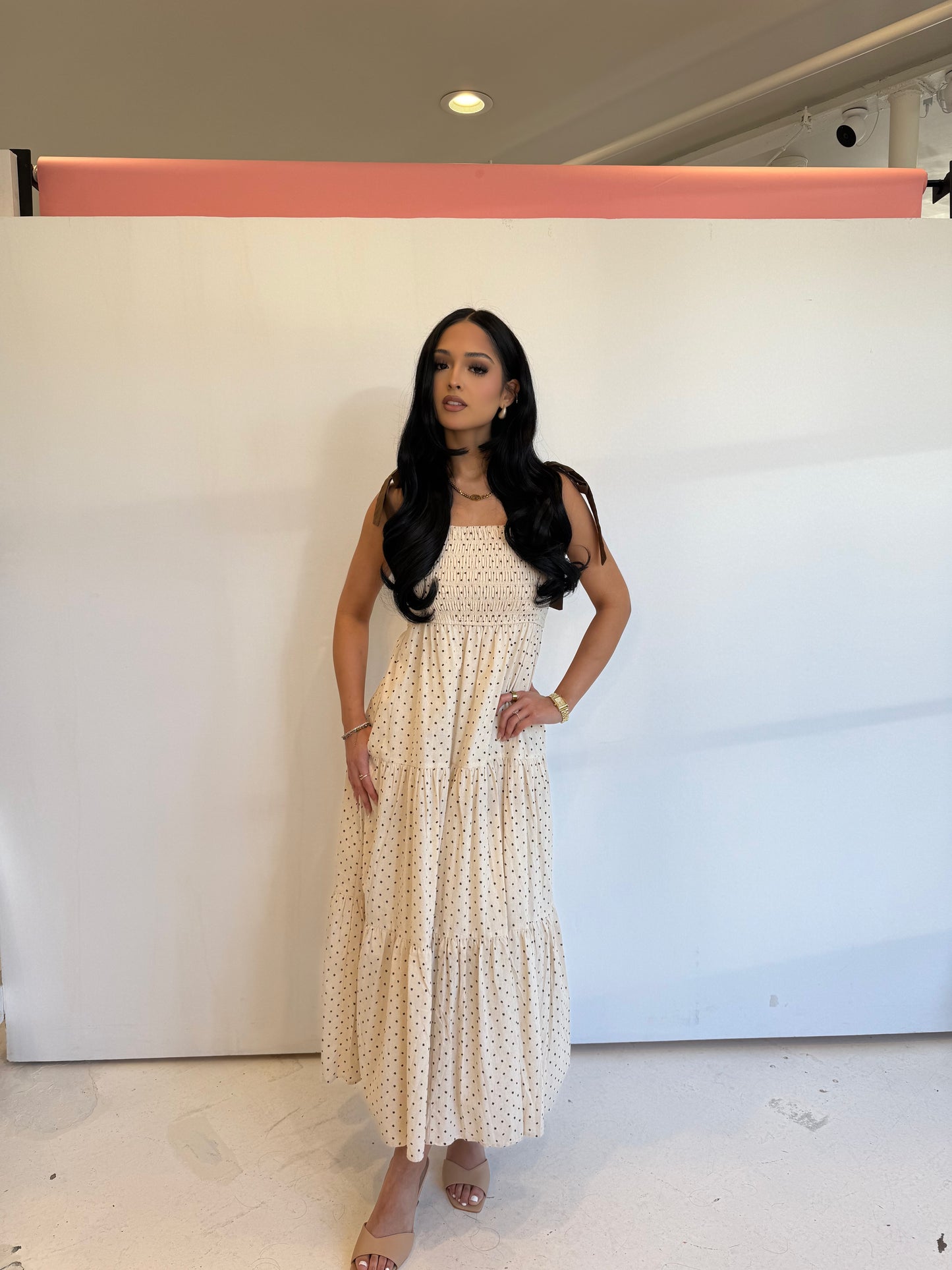Sand choco midi dress