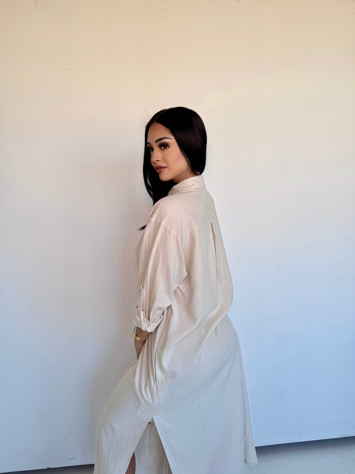 Oatmeal linen dress