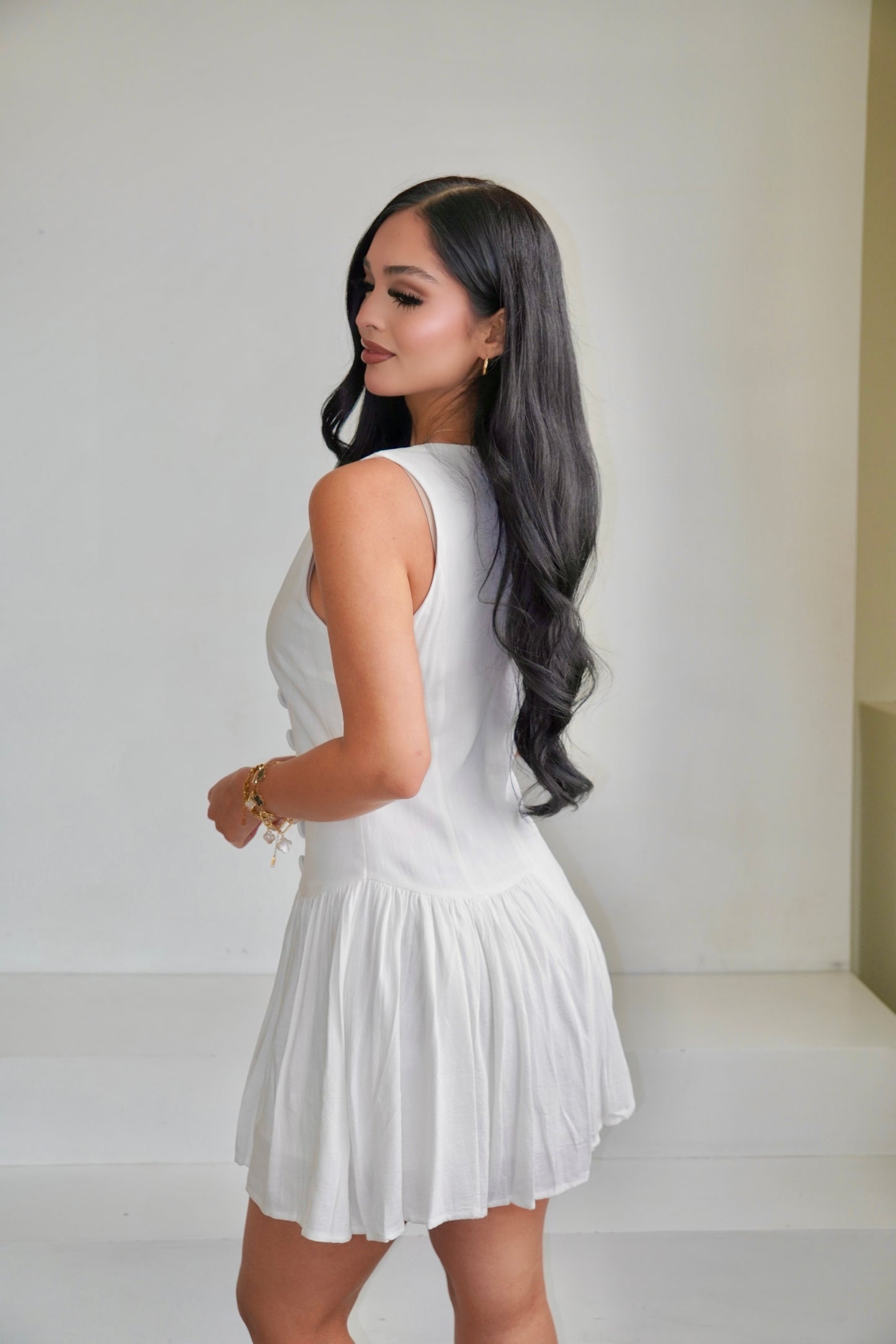white linen dress
