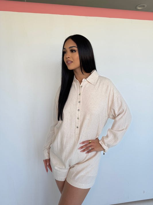 greta oatmeal romper