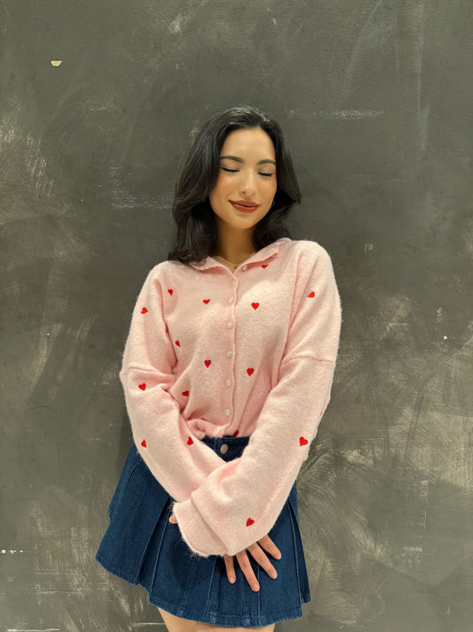 Real love pink cardigan
