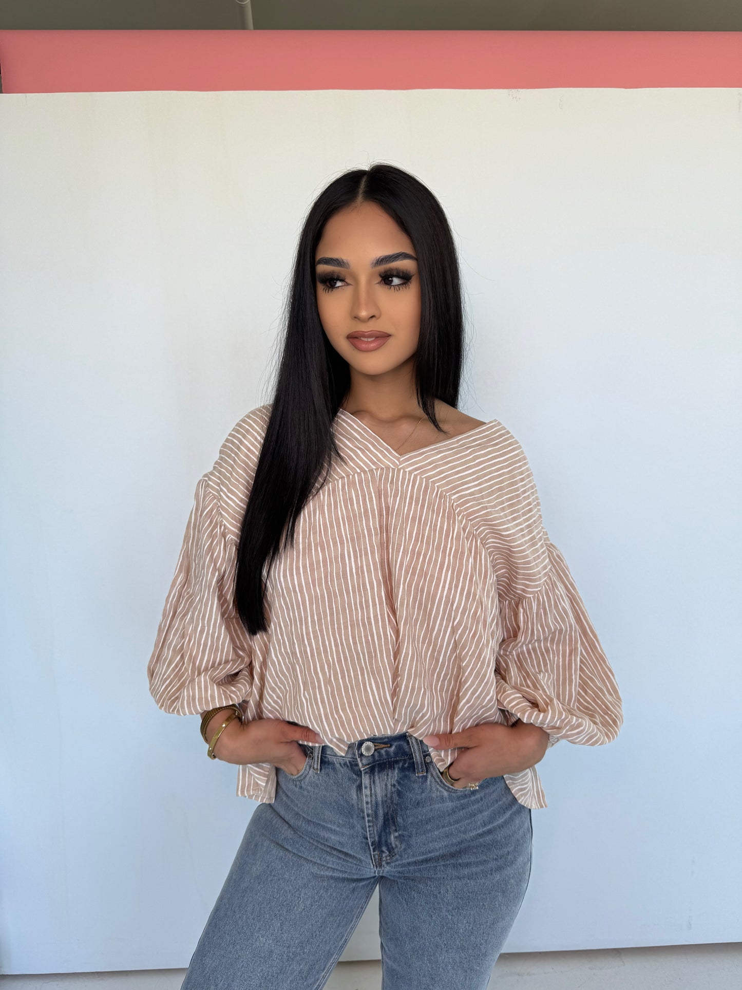 Andrea stripe ballon top