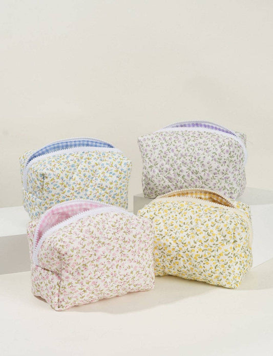 Floral Quilted makeup bag