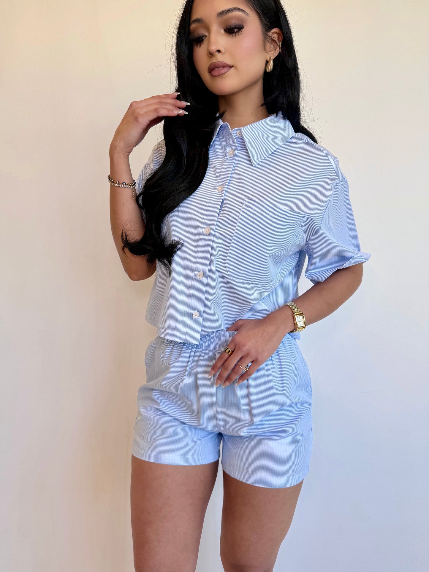 Eloise blue stripped shorts