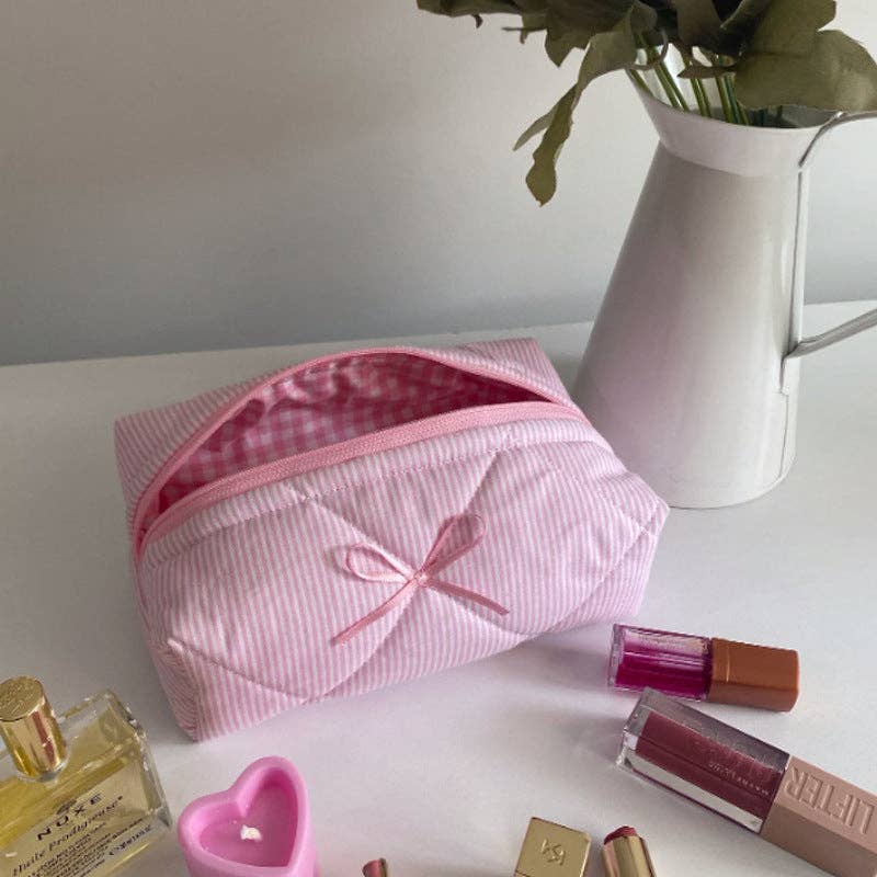Pink Bow makeup bag