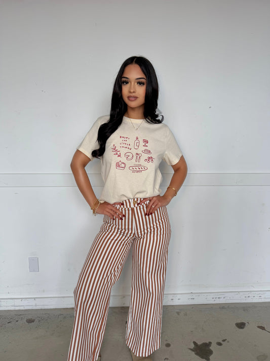 María bronze stripe pants