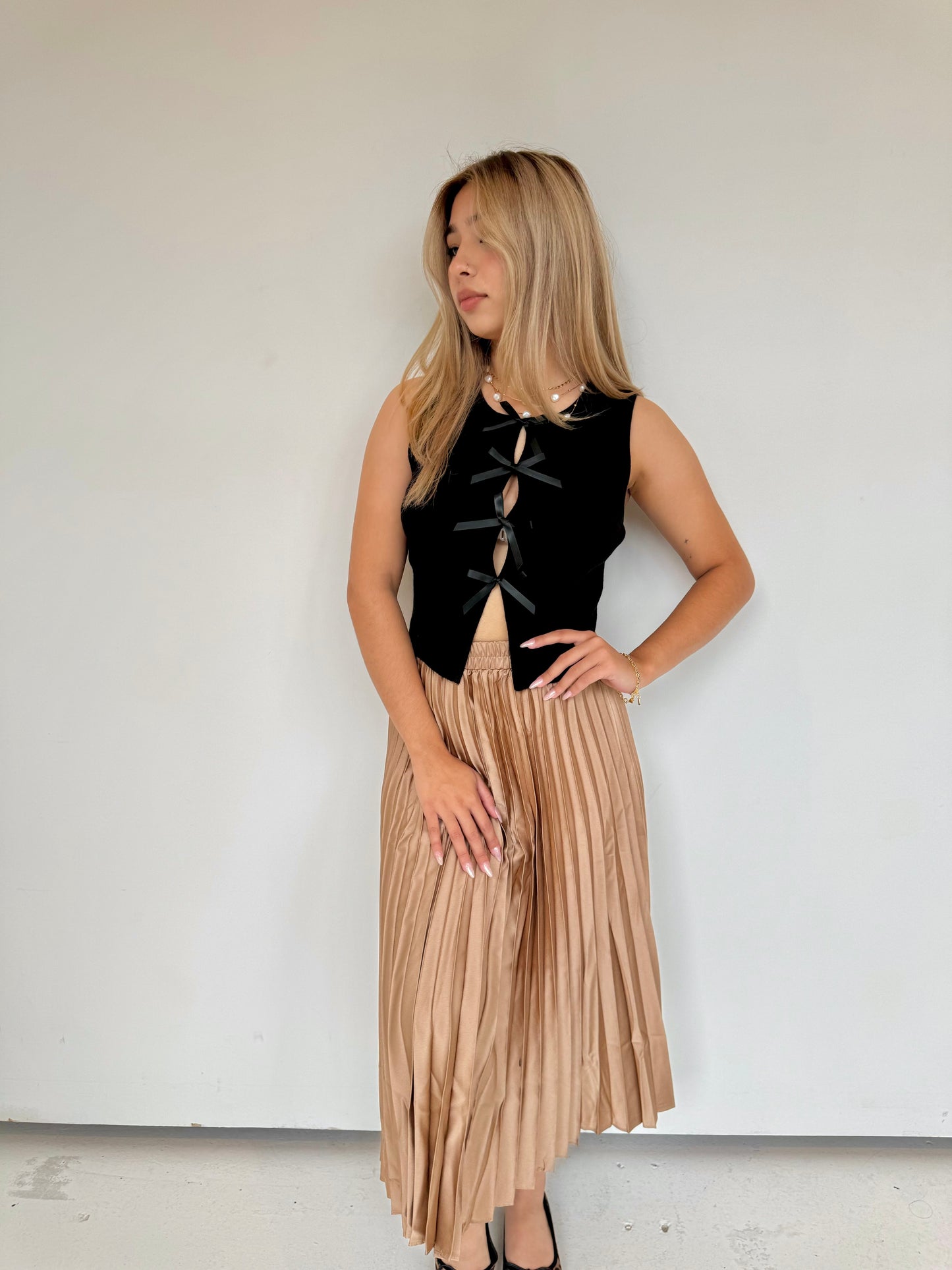 Elenor pleated silk skirt