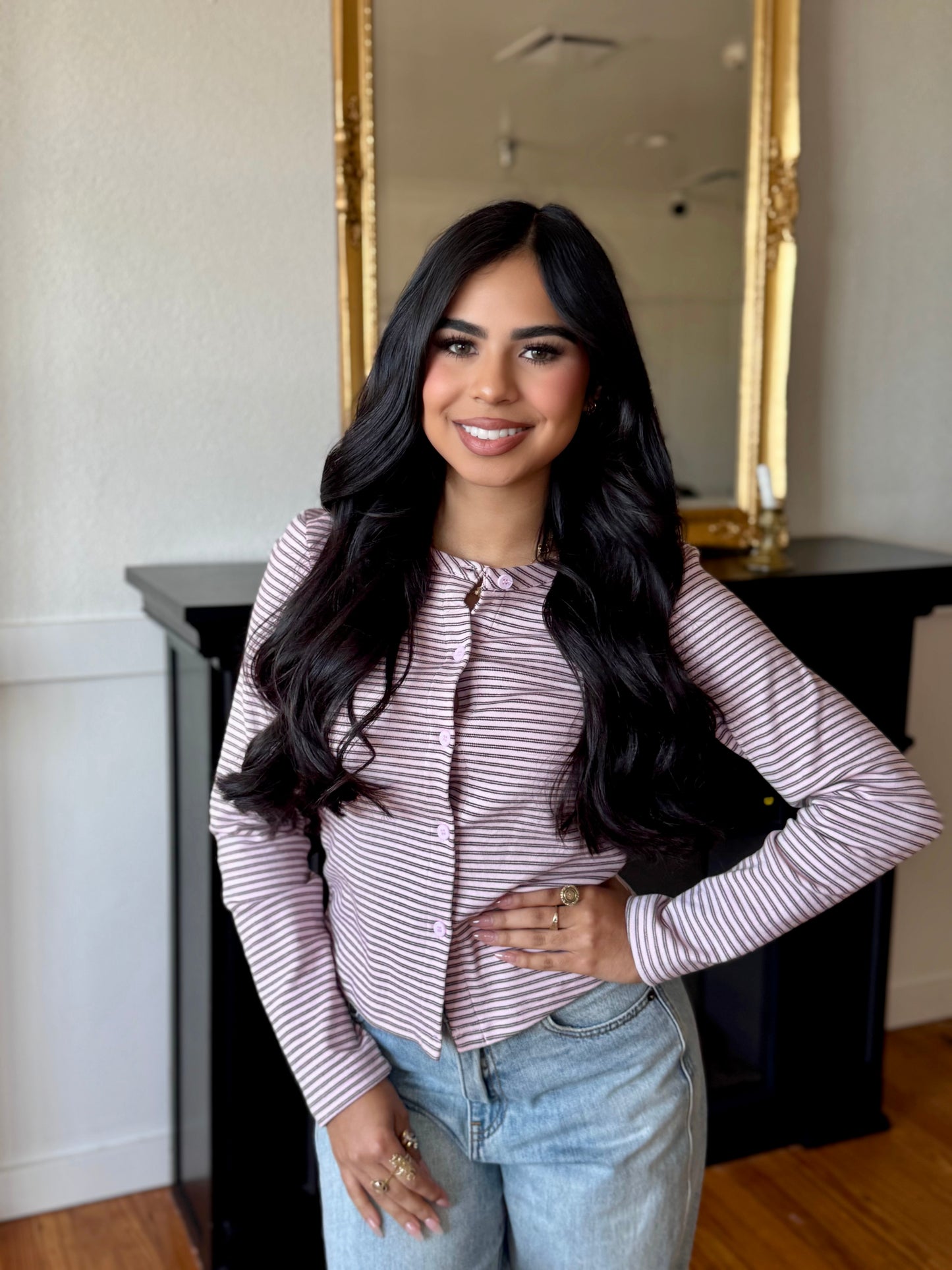 A feeling pink/brown stripped top