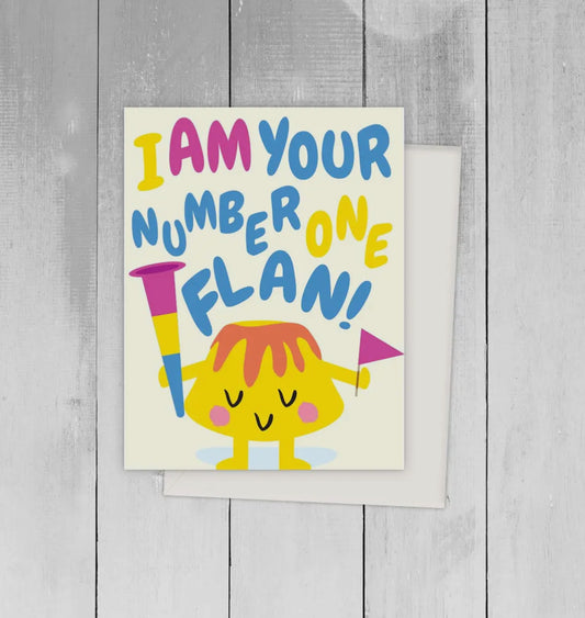 number one flan greeting card