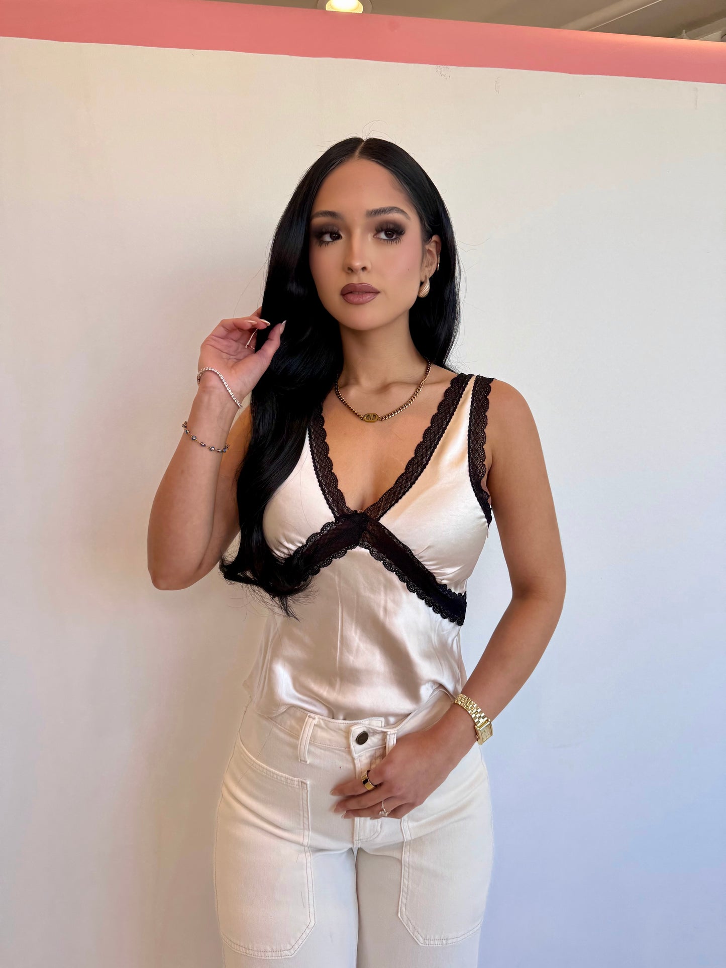 Belinda pearl white top