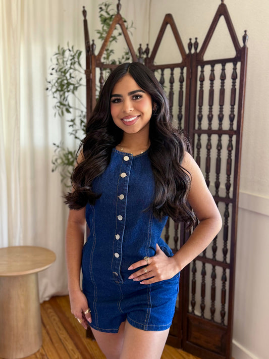 Miranda round neck denim romper