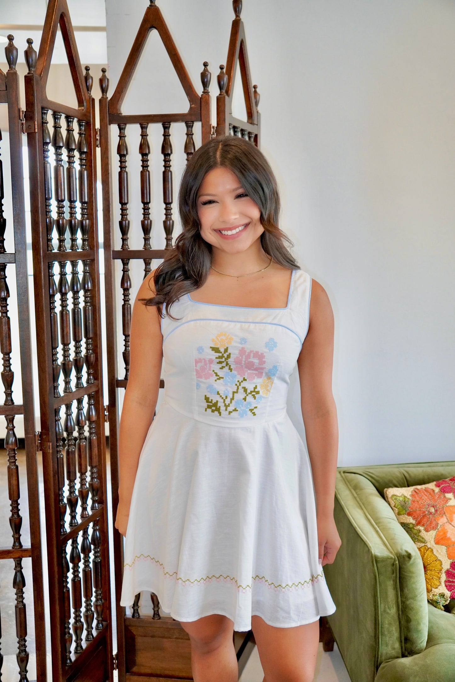 Esme cross stitch mini dress