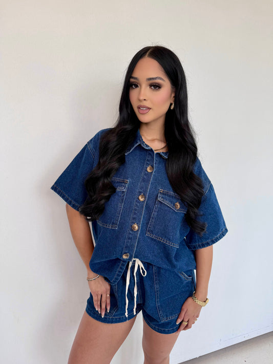 Denim button uptop