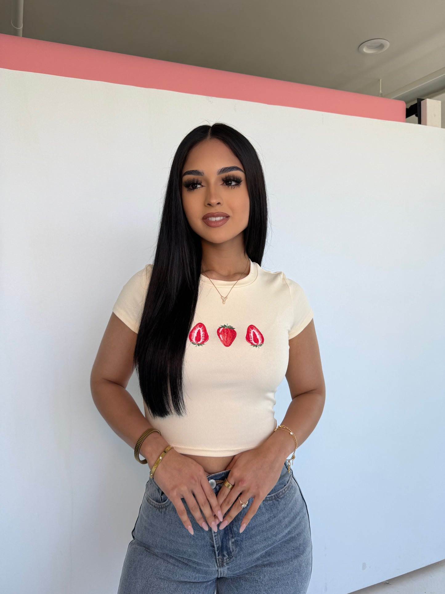 Strawberry custard baby tee