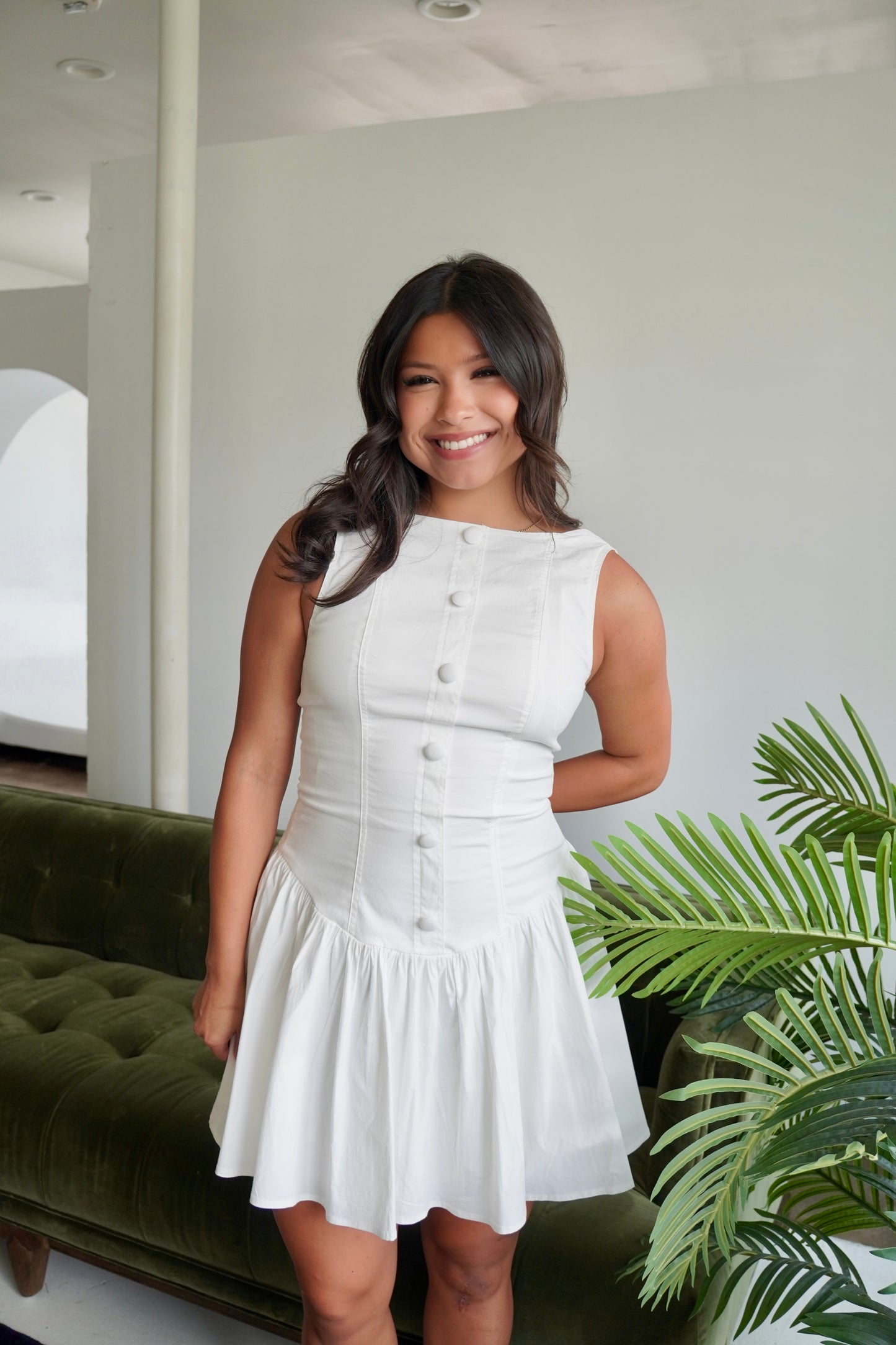 Poplin low waist mini dress
