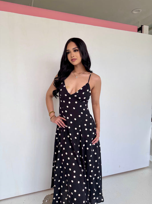 Black ivory pooka dot dress