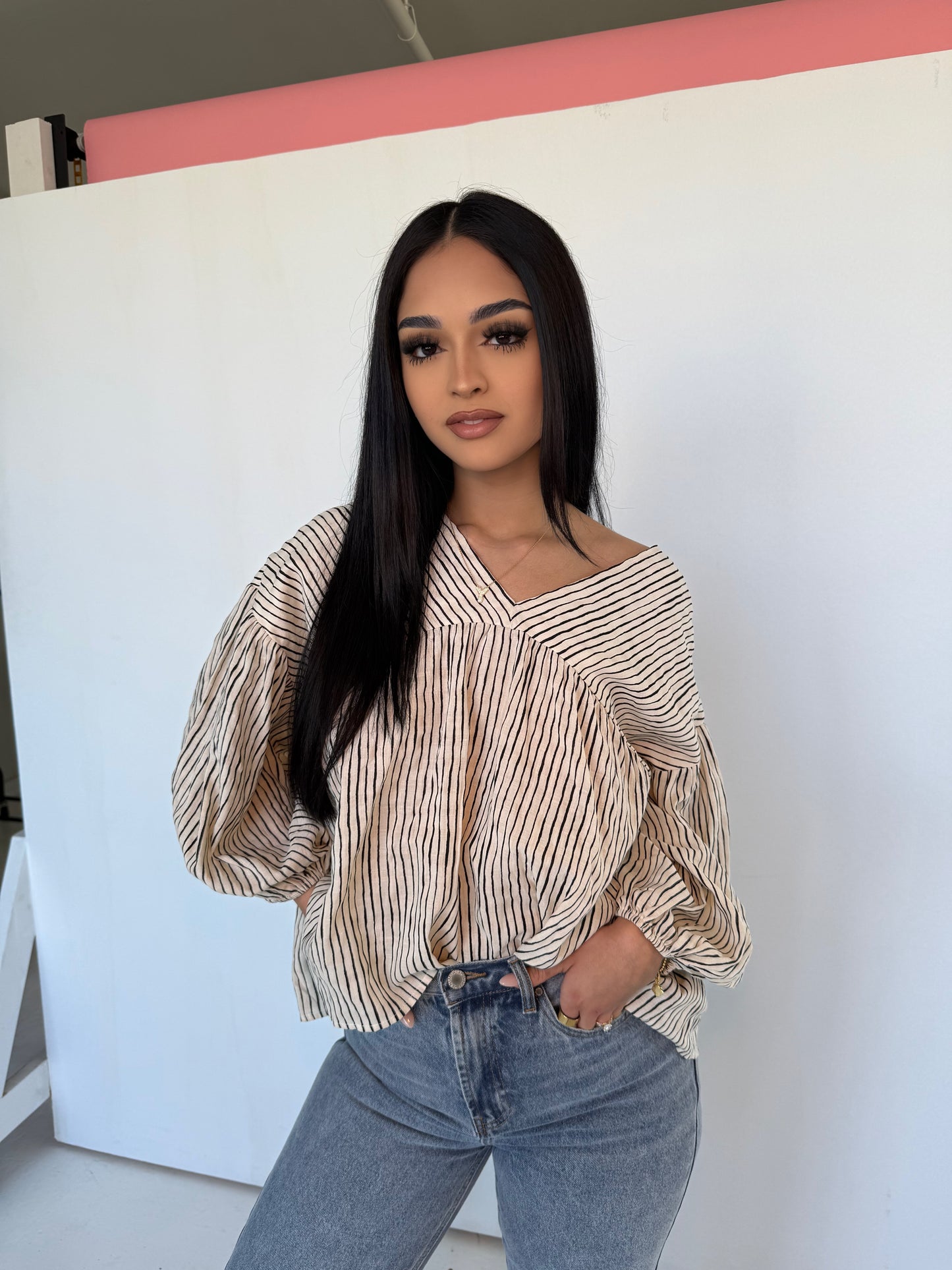 Andrea stripe ballon top