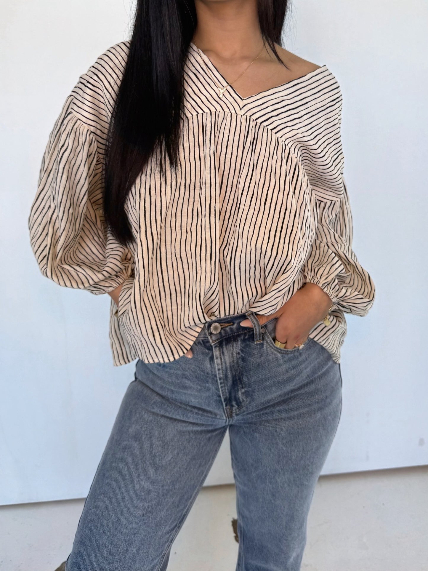 Andrea stripe ballon top