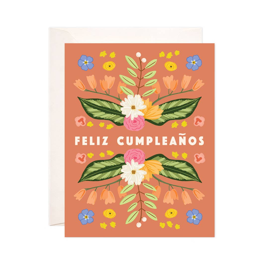 Floral Feliz Greeting Card - Spanish Birthday Card