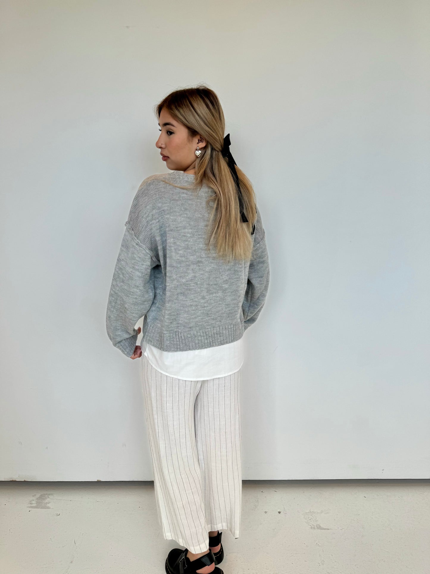 lena stripe linen cropped pants