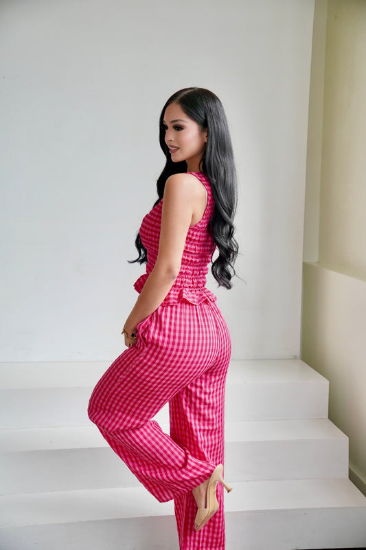 pink gingham pants