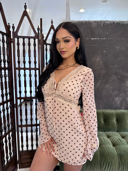 Cream pooka dot dress