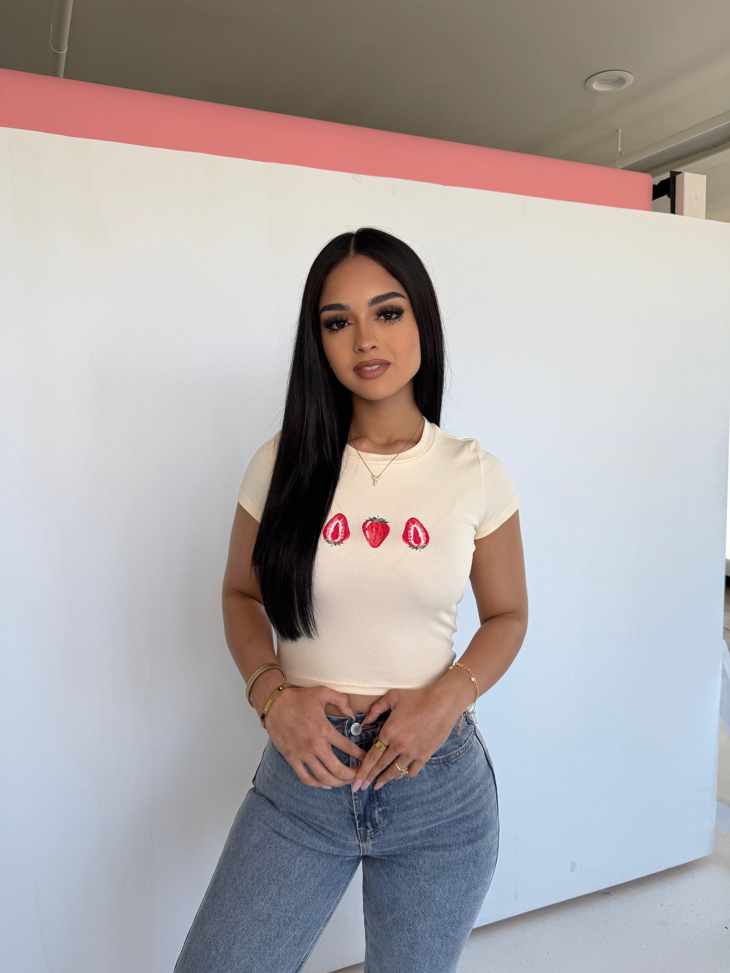 Strawberry custard baby tee