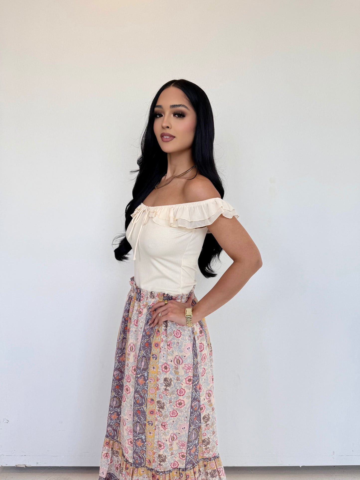 Paisley midi skirt