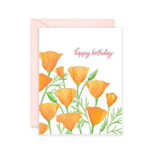 Poppy Birthday -Happy Birthday Floral Greeting Card | Summer