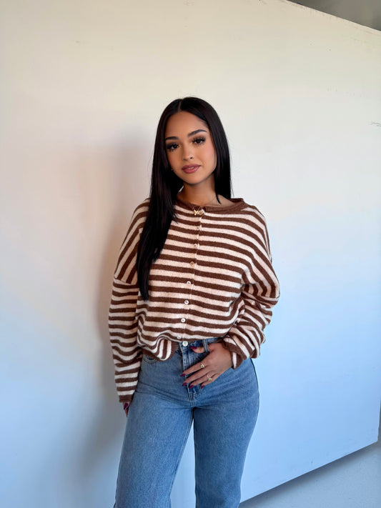 Mykonos stripped brown cardigan