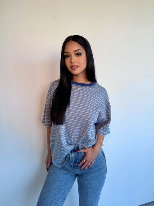 Strangers blue striped top