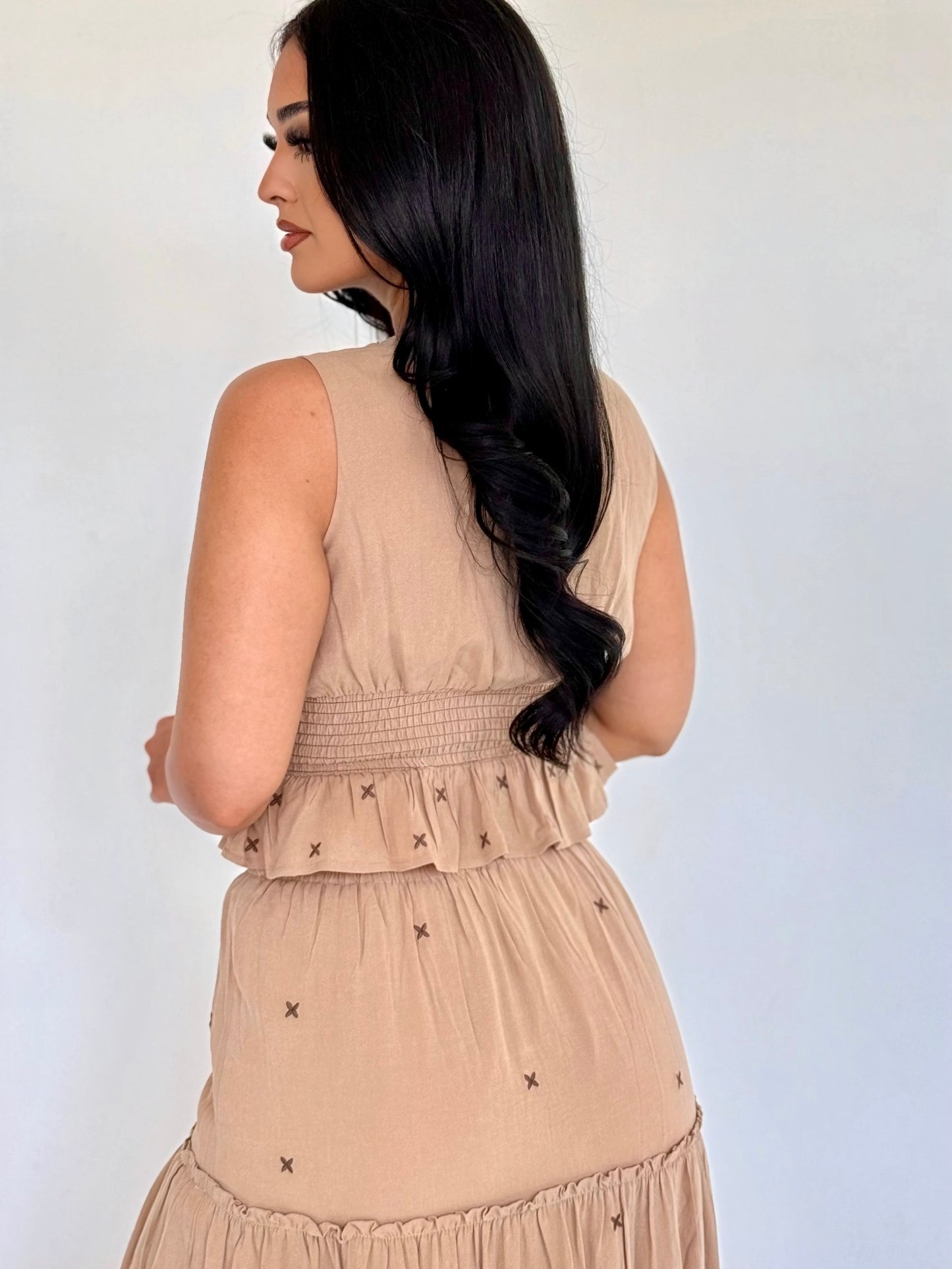 Mocha linen long skirt