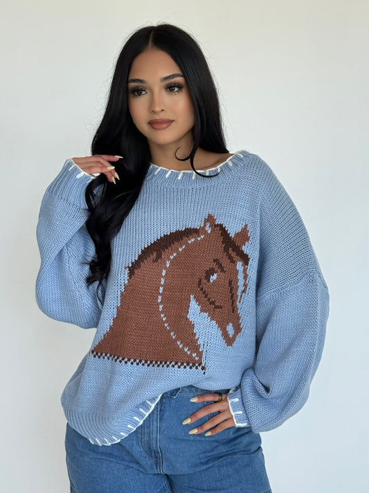See you cowboy sweater - blue