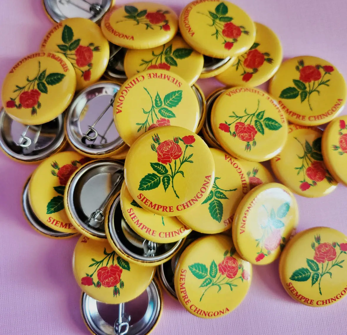 siempre chingona button pin