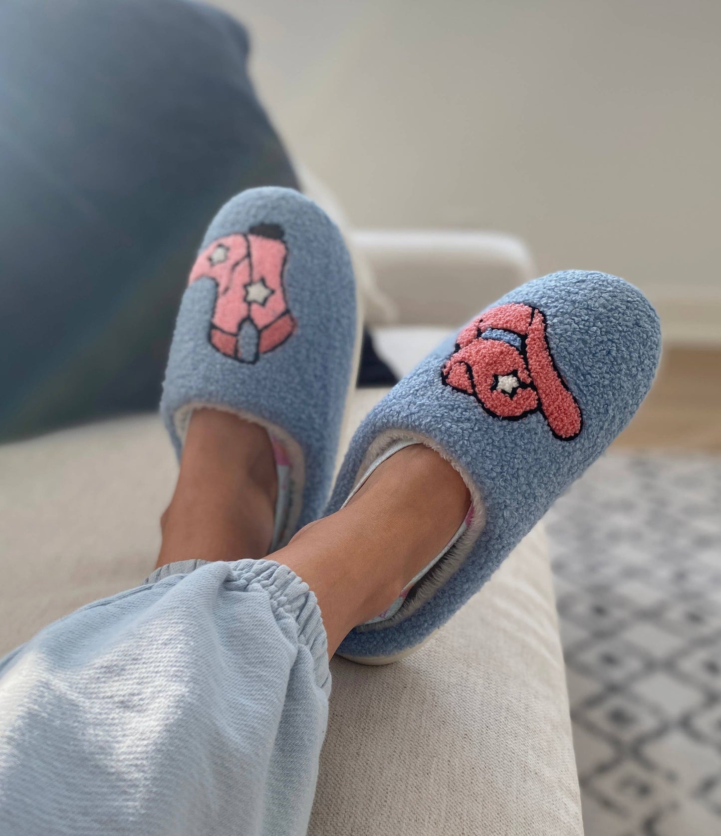 Western Cowgirl Blue slippers