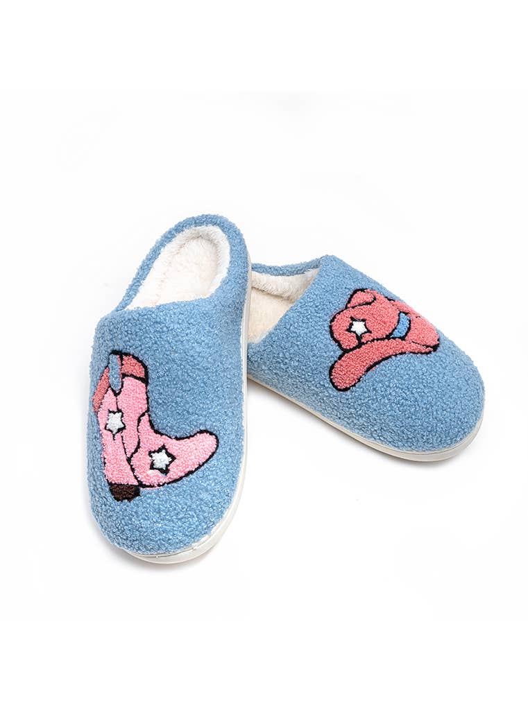 Western Cowgirl Blue slippers