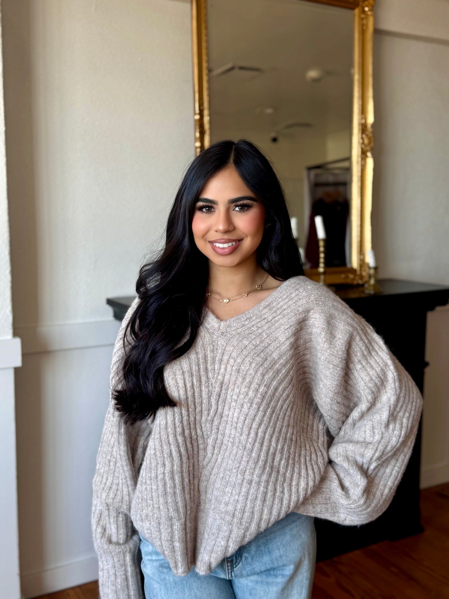 luzma light taupe sweater